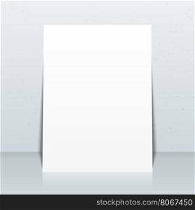 vector flat design vertical white empty poster flyer mock up shadow isolated grey wall background&#xA;