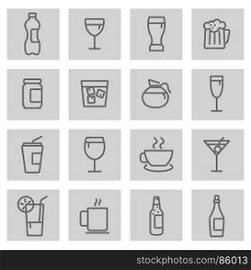 Vector flat drinks icons set. Vector flat drinks icons set on white background