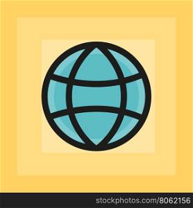 Vector flat earth sphere icon. Vector flat earth sphere icon. Line flat sign