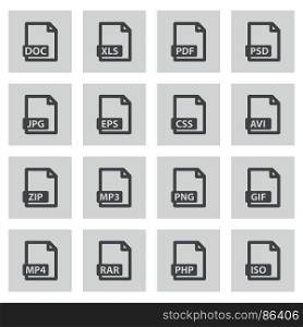 Vector flat file type icons set. Vector flat file type icons set on white background
