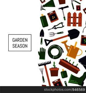 Vector flat gardening icons background with place for text illustration. Vector flat gardening icons background illustration