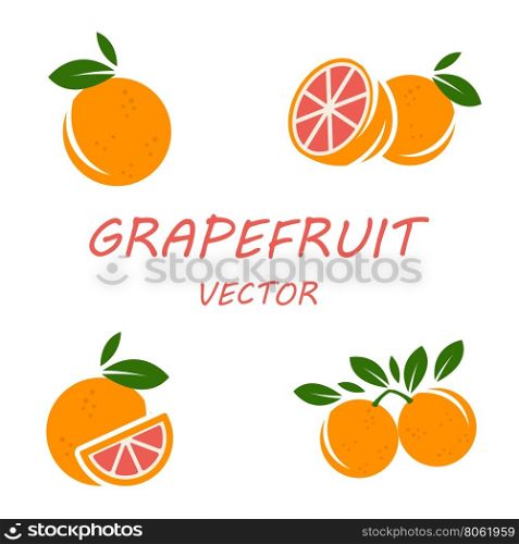Vector flat grapefruit icons set. Vector flat grapefruit icons set on white backgrounds