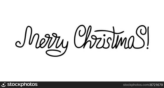 Vector flat hand drawn christmas illustration. Lettering Merry christmas isolated on white background