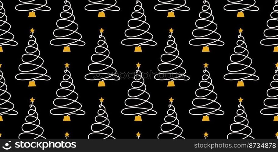Vector flat hand drawn christmas seamless pattern with christmas trees