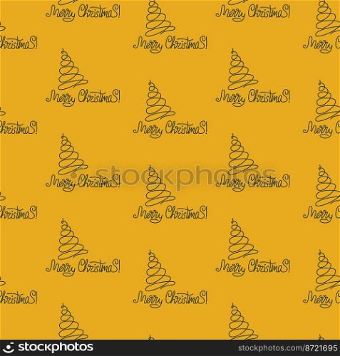 Vector flat hand drawn christmas seamless pattern with lettering Merry christmas