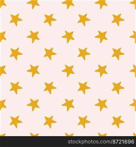 Vector flat hand drawn christmas seamless pattern with yellow stars