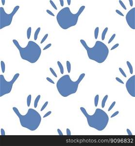 Vector flat hand drawn seamless pattern with hand print, palm st&, fingers silhouette. Perfect for backgrounds, wrapping and digital paper