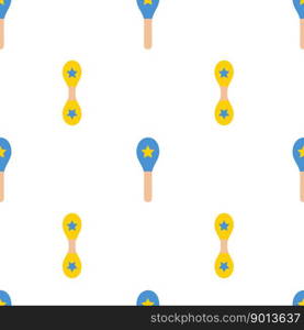Vector flat hand drawn seamless pattern with maracas. Musical toys for children