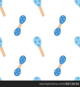 Vector flat hand drawn seamless pattern with maracas. Musical toys for children