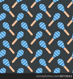 Vector flat hand drawn seamless pattern with maracas. Musical toys for children