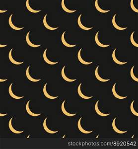 Vector flat hand drawn seamless pattern with moon, crescent. Flat vector hippy boho illustration. Hand drawn retro groovy elements
