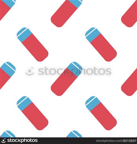 Vector flat hand drawn seamless pattern with red and blue eraser or rubber. Perfect for backgrounds, wrapping and digital paper