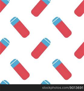 Vector flat hand drawn seamless pattern with red and blue eraser or rubber. Perfect for backgrounds, wrapping and digital paper
