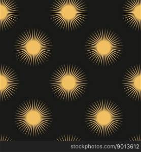 Vector flat hand drawn seamless pattern with star, sun. Flat vector hippy boho illustration. Hand drawn retro groovy elements