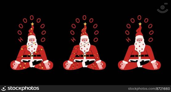 Vector flat hand drawn set of christmas illustrations. Santa Claus isolated on white background