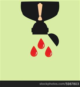 Vector flat icon man and leaky blood.. Vector flat icon man and leaky blood