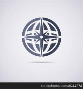 vector flat icon of earth globe and compass