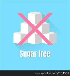 vector flat icon sign sugar free, refined sugar. vector flat icon sign sugar free