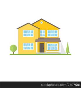 Vector flat icon suburban american house. For web design and application interface, also useful for infographics.. Vector flat icon suburban american house.