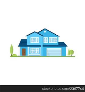 Vector flat icon suburban american house. For web design and application interface, also useful for infographics. Family house icon isolated on white background.. Vector flat icon suburban american house.