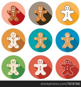 vector flat icons of gingerbread men