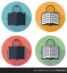 vector flat icons or symbols of student reading a book
