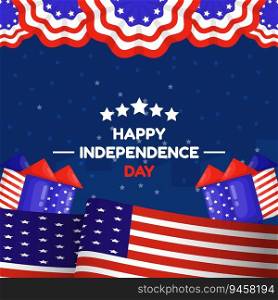 vector flat illustration design Happy Independence day, 4th July celebration background design.
