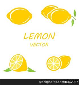Vector flat lemon icons set. Vector flat lemon icons set on white backgrounds