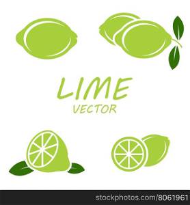 Vector flat lime icons set. Vector flat lime icons set on white backgrounds