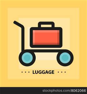 Vector flat luggage icon. Vector flat luggage icon. Line flat sign
