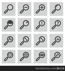 Vector flat magnifying glass icons set. Vector flat magnifying glass icons set on white background