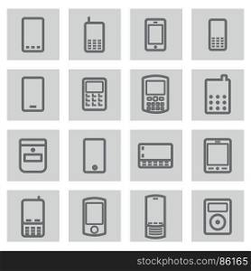 Vector flat mobile icons set. Vector flat mobile icons set on white background