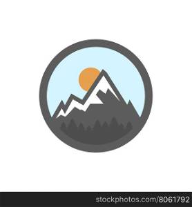 Vector flat mountain icon. Vector flat mountain icon on white background