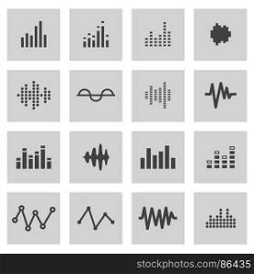 Vector flat music soundwave icons set. Vector flat music soundwave icons set on white background
