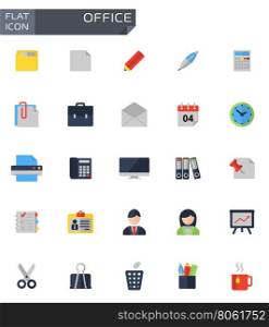 Vector flat office icons set. Vector flat office icons set on white background.