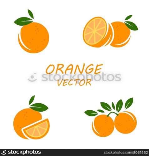 Vector flat orange icons set. Vector flat orange icons set on white backgrounds