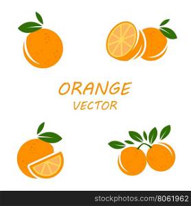 Vector flat orange icons set. Vector flat orange icons set on white backgrounds