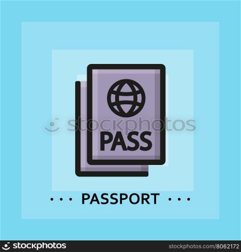Vector flat passport icon. Vector flat passport icon. Line flat sign