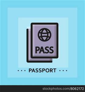 Vector flat passport icon. Vector flat passport icon. Line flat sign