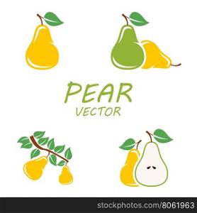 Vector flat pear icons set. Vector flat pear icons set on white backgrounds