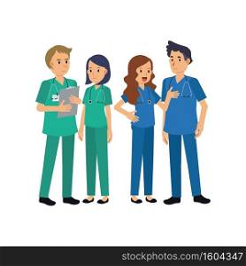 Vector flat people cartoon character of Group of doctors and medical staff. Medical team concept in flat design.