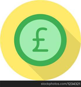 Vector flat Pound Coin icon isolated on a yellow background.