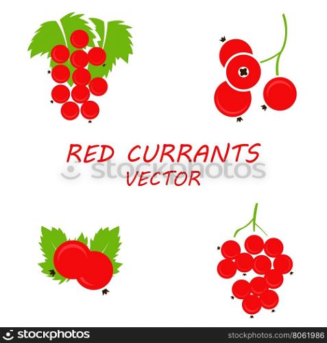 Vector flat red currants icons set. Vector flat red currants icons set on white background