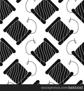 Vector flat silhouette hand drawn seamless pattern with yarn