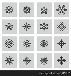 Vector flat snowflake icons set. Vector flat snowflake icons set on white background