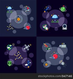 Vector flat space icons infographic concept illustration. Set of banner and poster. Vector flat space icons infographic concept illustration