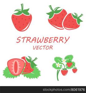 Vector flat strawberry icons set. Vector flat strawberry icons set on white background