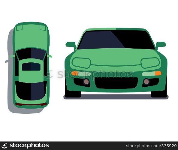 Vector flat-style cars in different views. Turquoise sport car illustration. Vector flat-style cars in different views. Turquoise sport car