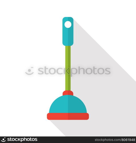 Vector flat toilet plunger icon. Vector flat toilet plunger icon on white background