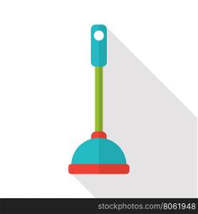 Vector flat toilet plunger icon. Vector flat toilet plunger icon on white background